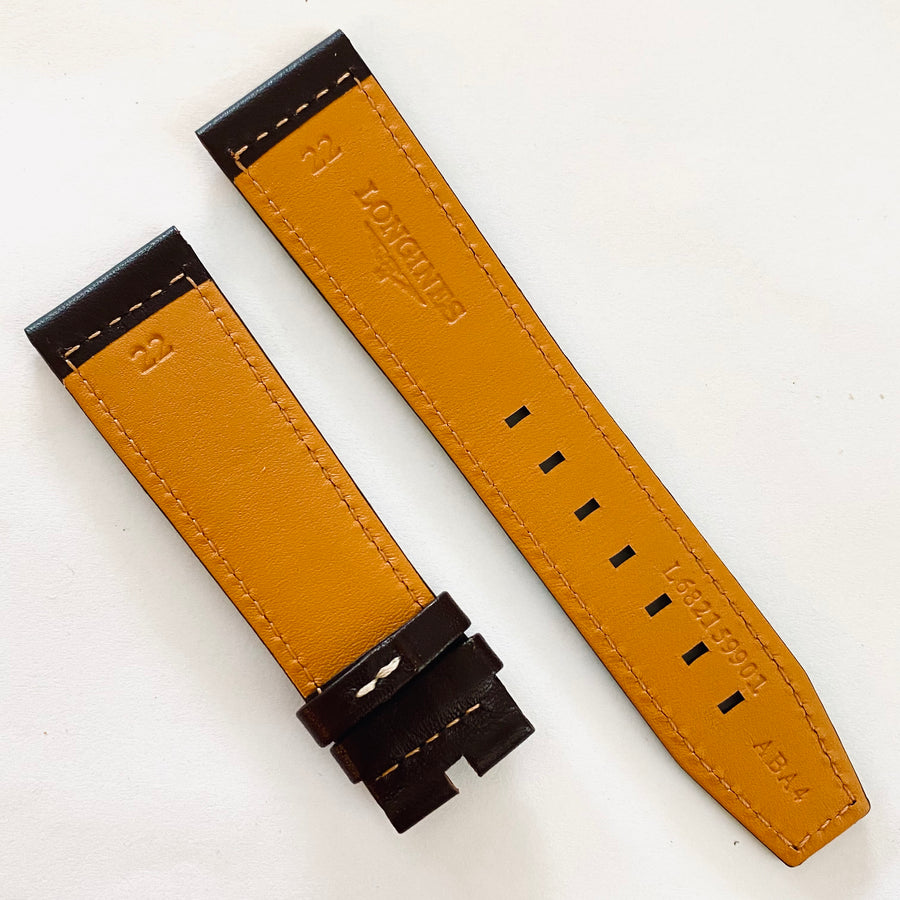 Longines 22mm Brown Leather Watch Band Strap - WATCHBAND EXPERT