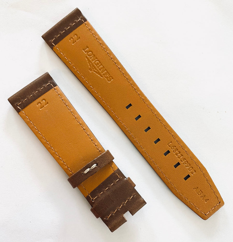 Longines 22mm Brown Leather Watch Band Strap - WATCHBAND EXPERT