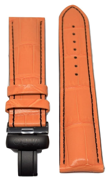 MIDO Multifort 23mm Orange Leather Band Strap For Model: M005614A - WATCHBAND EXPERT