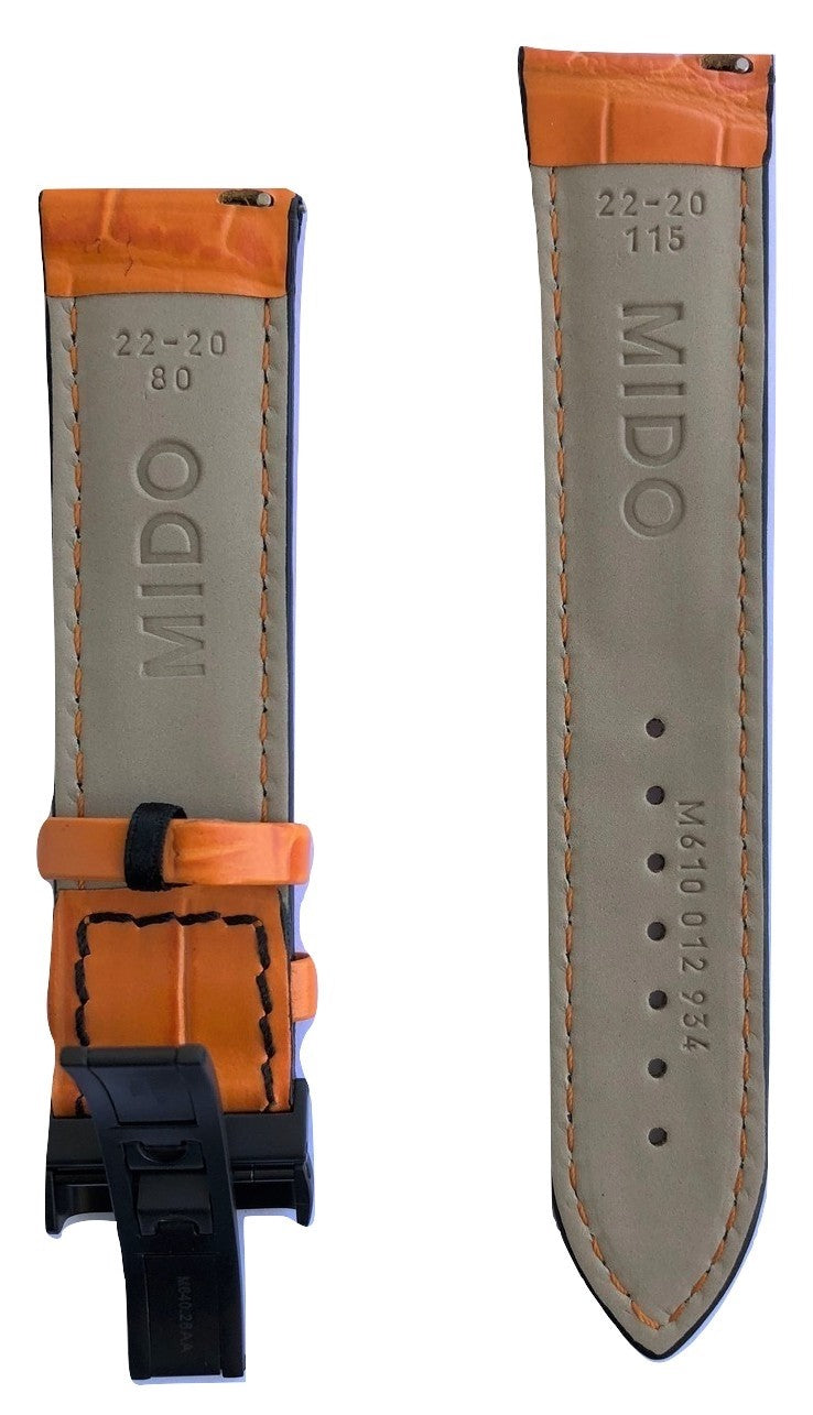 MIDO Multifort 22mm Orange Leather Band Strap For Model: M005430A - WATCHBAND EXPERT
