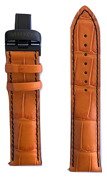 MIDO Multifort 22mm Orange Leather Band Strap For Model: M005430A - WATCHBAND EXPERT