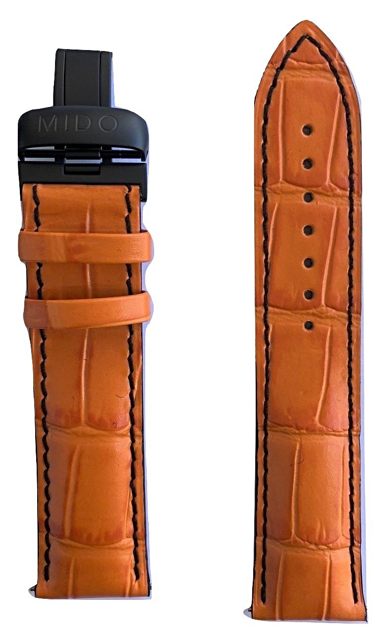 MIDO Multifort 22mm Orange Leather Band Strap For Model: M005430A - WATCHBAND EXPERT