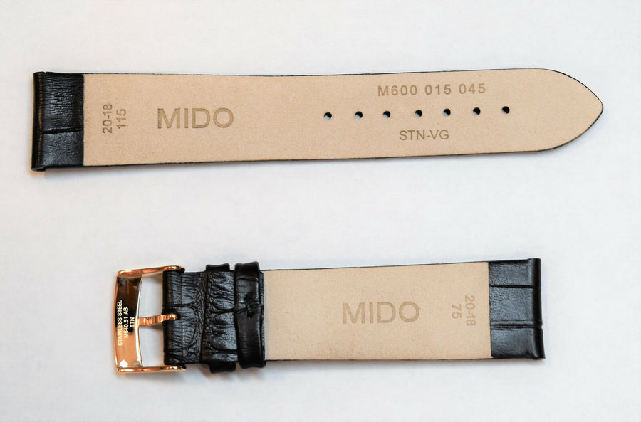 MIDO Baroncelli 20mm M027407A Black Leather Watch Band Strap - WATCHBAND EXPERT