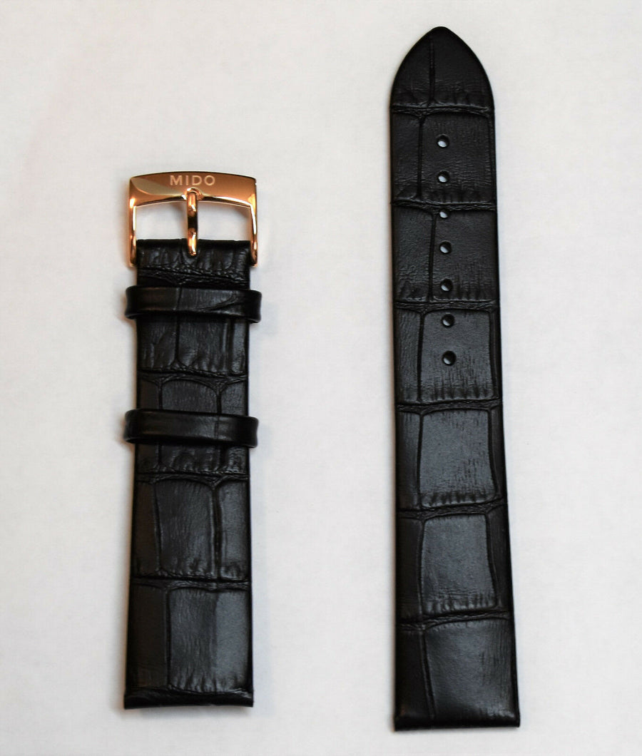 MIDO Baroncelli 20mm M027407A Black Leather Watch Band Strap - WATCHBAND EXPERT