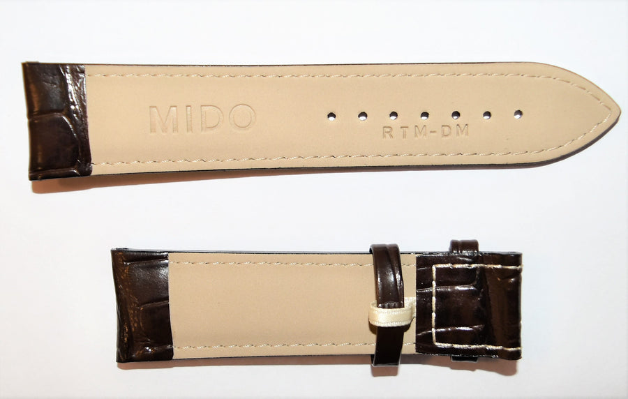 Mido Multifort M005431A 22mm Brown Leather Band Strap - WATCHBAND EXPERT