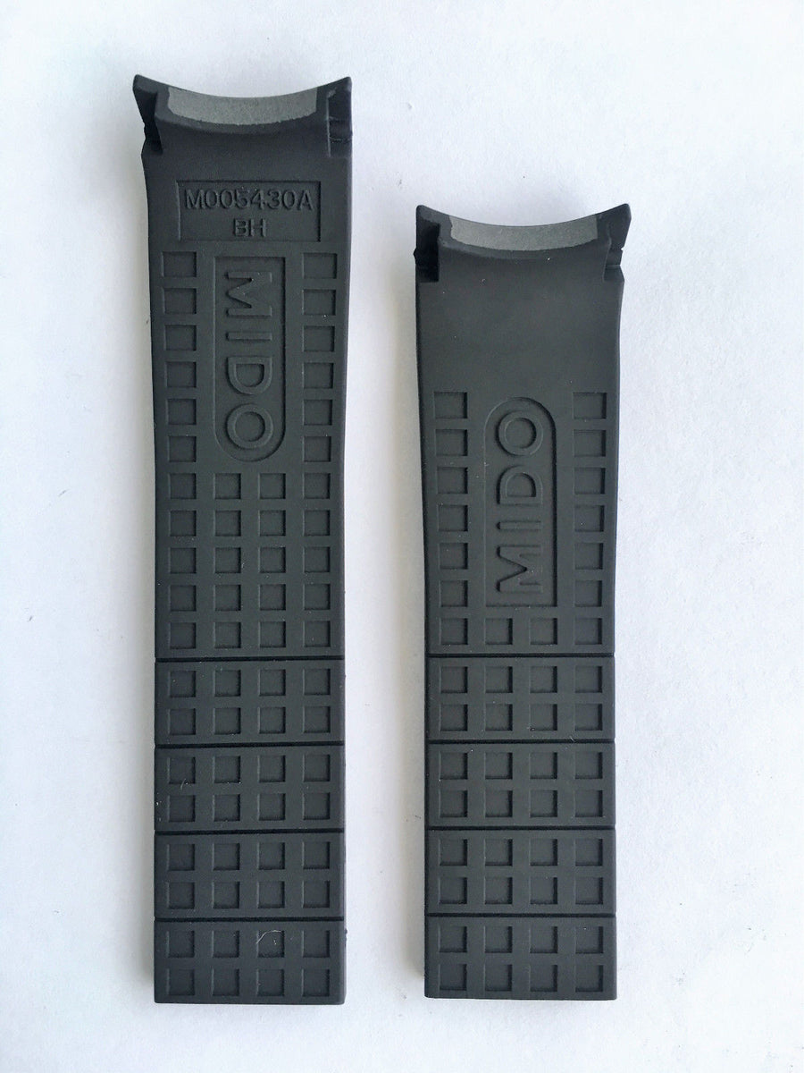 MIDO Multifort Black Rubber 22mm Band Strap for Model: M005929A - WATCHBAND EXPERT