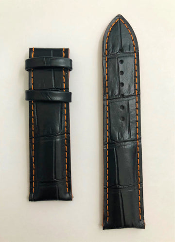 MIDO Multifort M005430A 22mm Black Leather Watch Band - WATCHBAND EXPERT