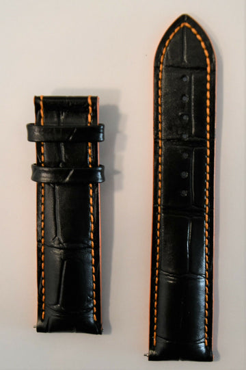 MIDO Multifort M005929A 22mm Black Leather Watch Band - WATCHBAND EXPERT