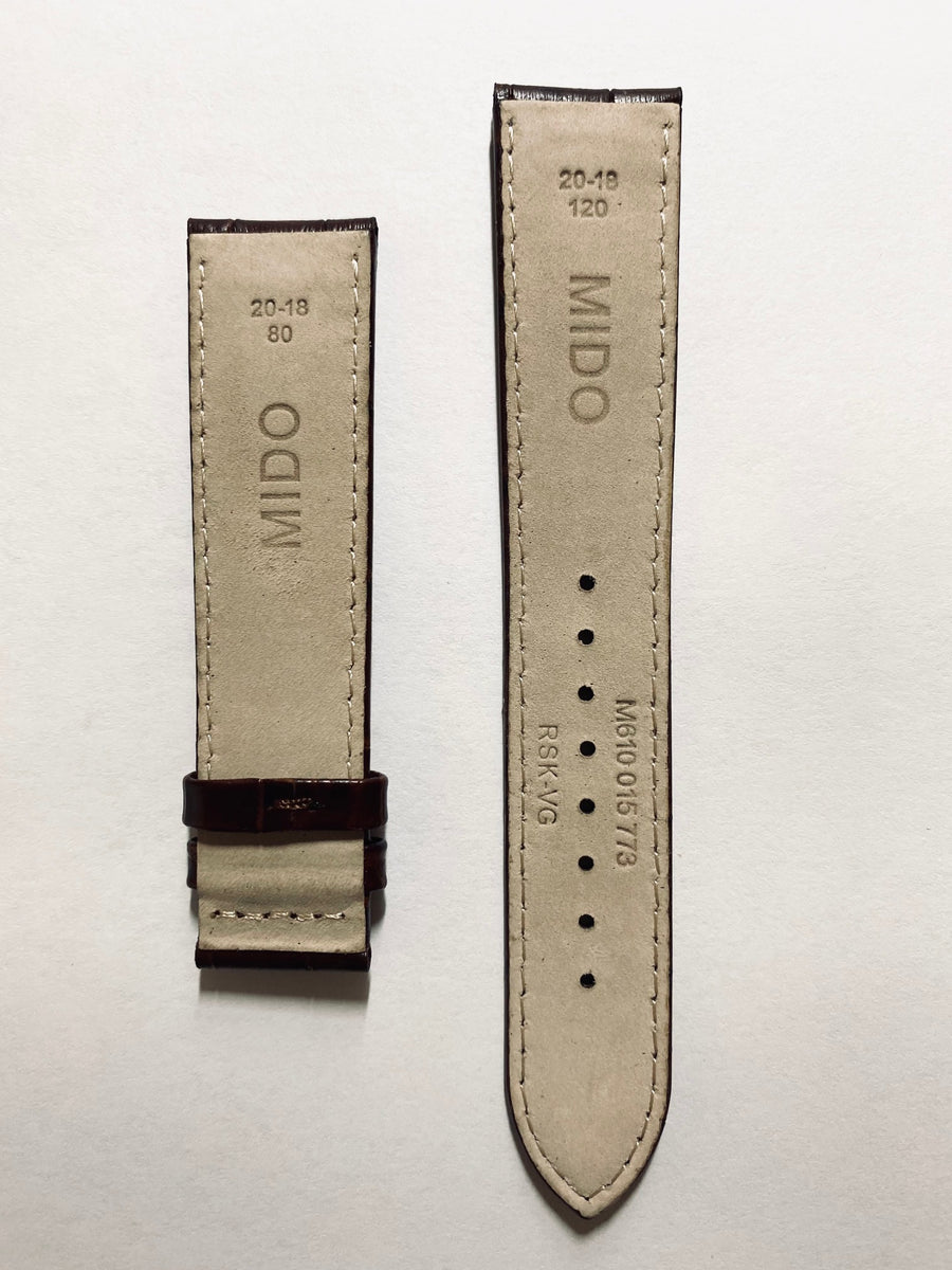 Mido Baroncelli 20mm Brown Leather Band Strap M8600 / M8608 - WATCHBAND EXPERT