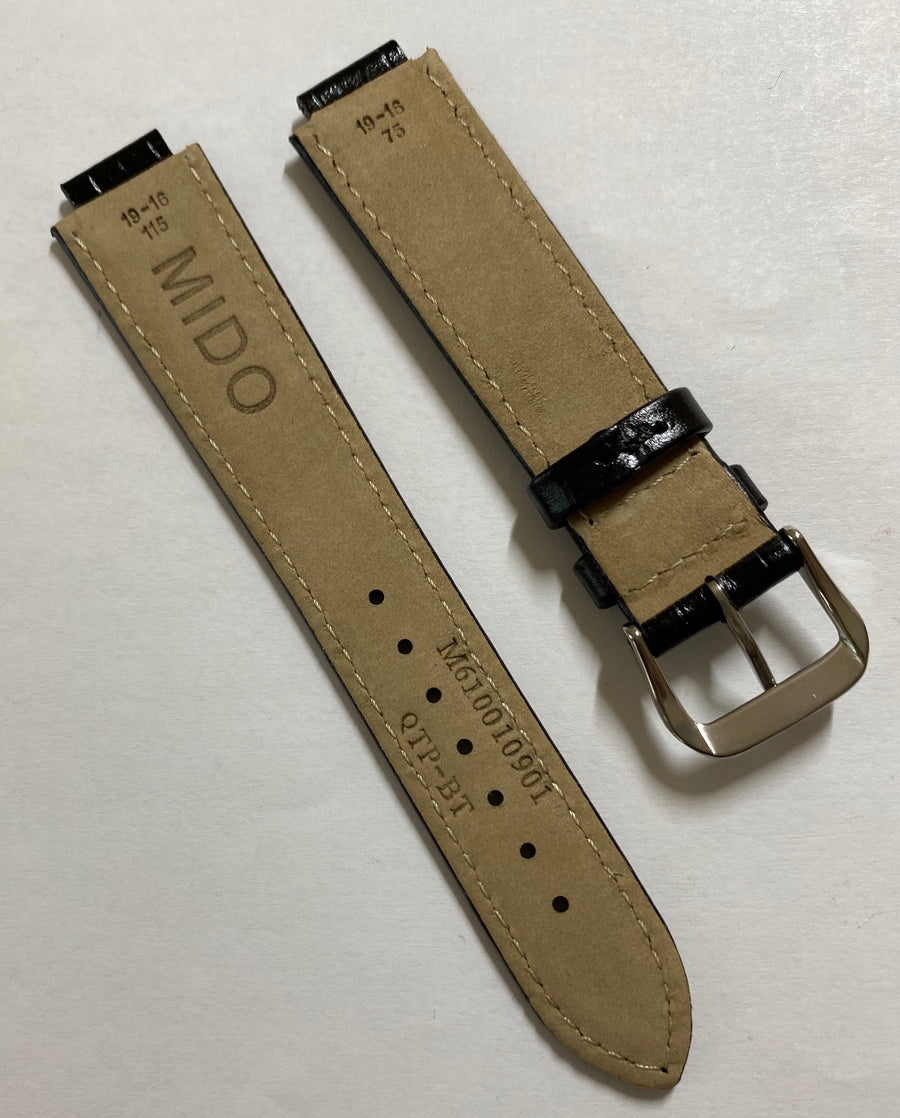 MIDO Dorada M1130A Black Leather Watch Band Strap - WATCHBAND EXPERT