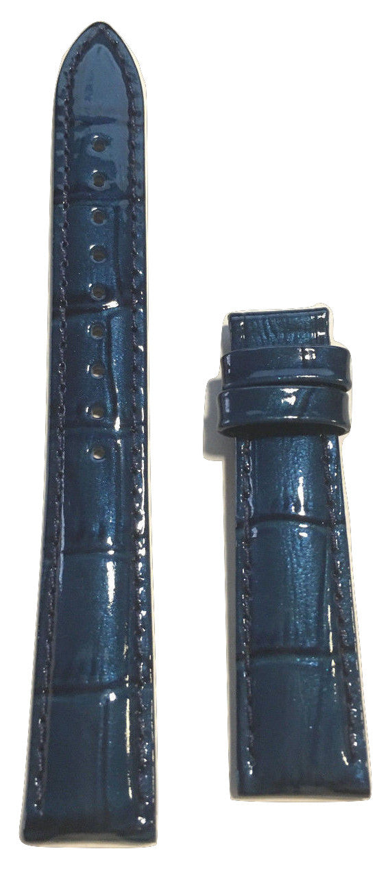 Tissot PRC 200 Womens Blue Patent Leather 16mm Strap Band for T055217A - WATCHBAND EXPERT
