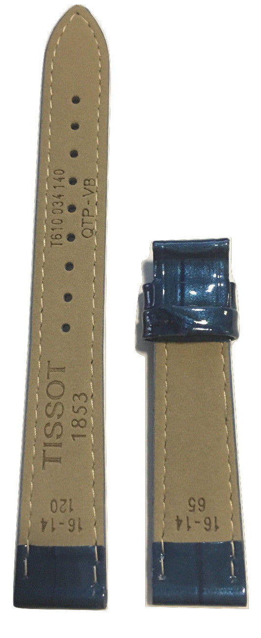 Tissot PRC 200 Womens Blue Patent Leather 16mm Strap Band for T055217A - WATCHBAND EXPERT