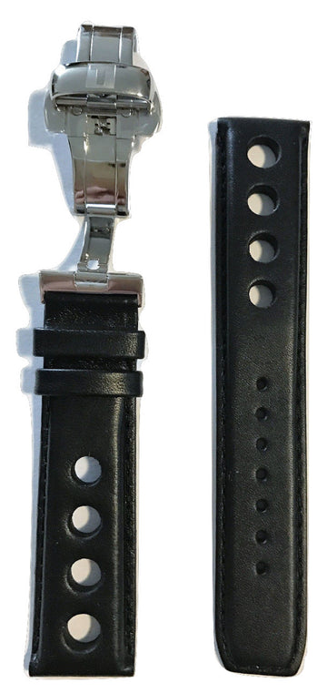 Tissot PRS 516 Black Leather 20mm Strap Band with Buckle for T100417A - WATCHBAND EXPERT