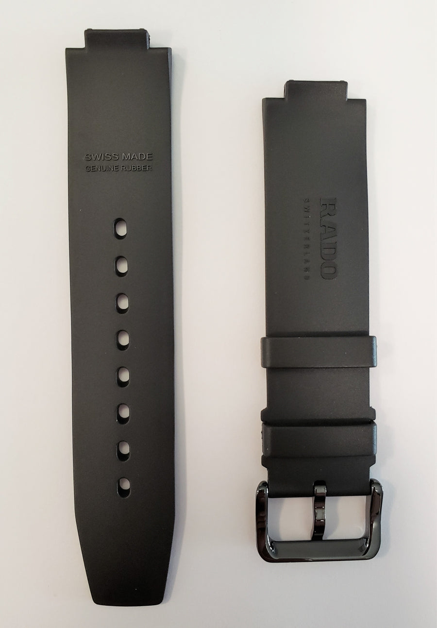 RADO True Thinline Black Rubber Strap Watch Band For R27741709 - WATCHBAND EXPERT