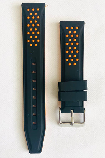 Seiko Diver 20mm Black / Orange Rubber Watch Band Strap - WATCHBAND EXPERT