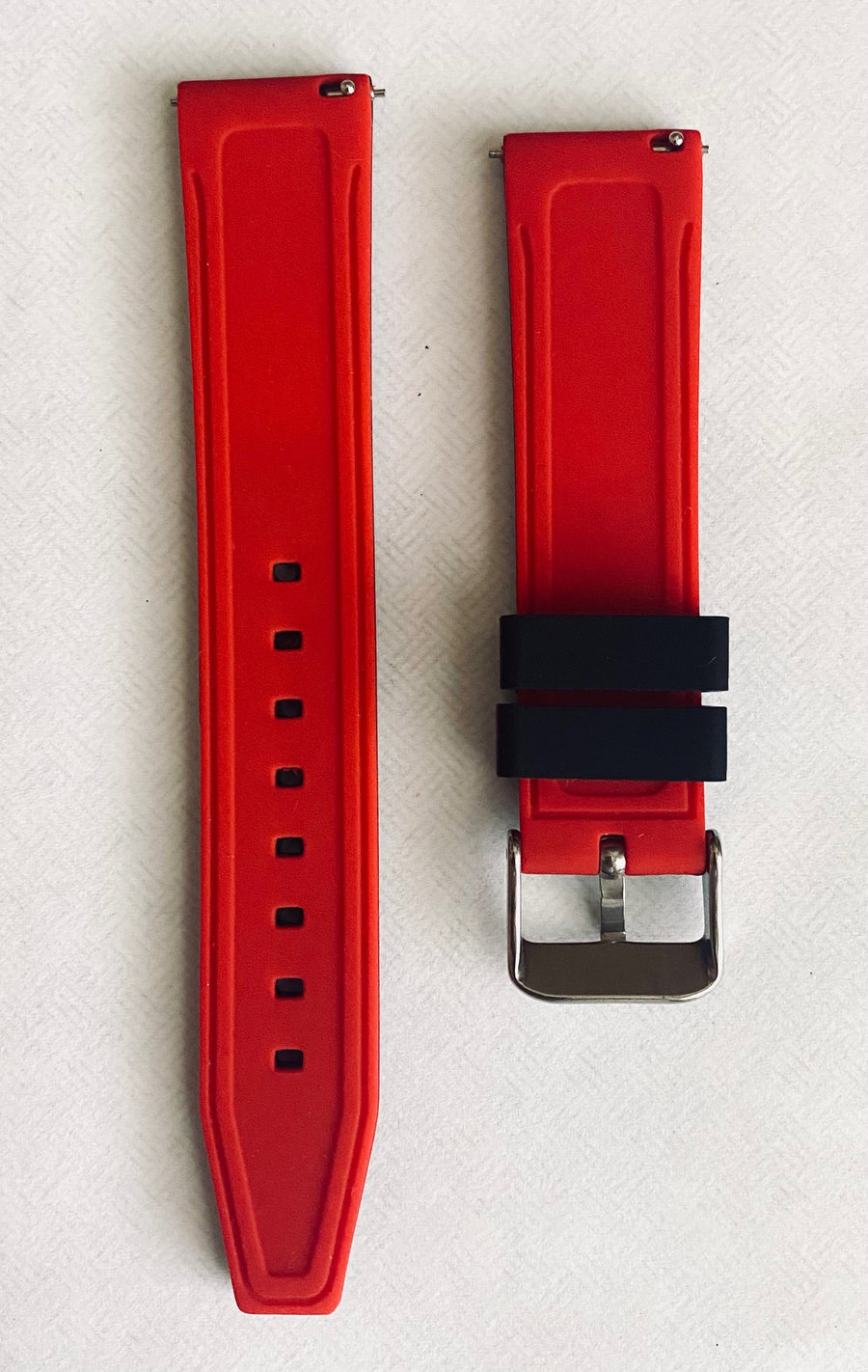 Seiko Diver 20mm Black / Red Rubber Watch Band Strap - WATCHBAND EXPERT
