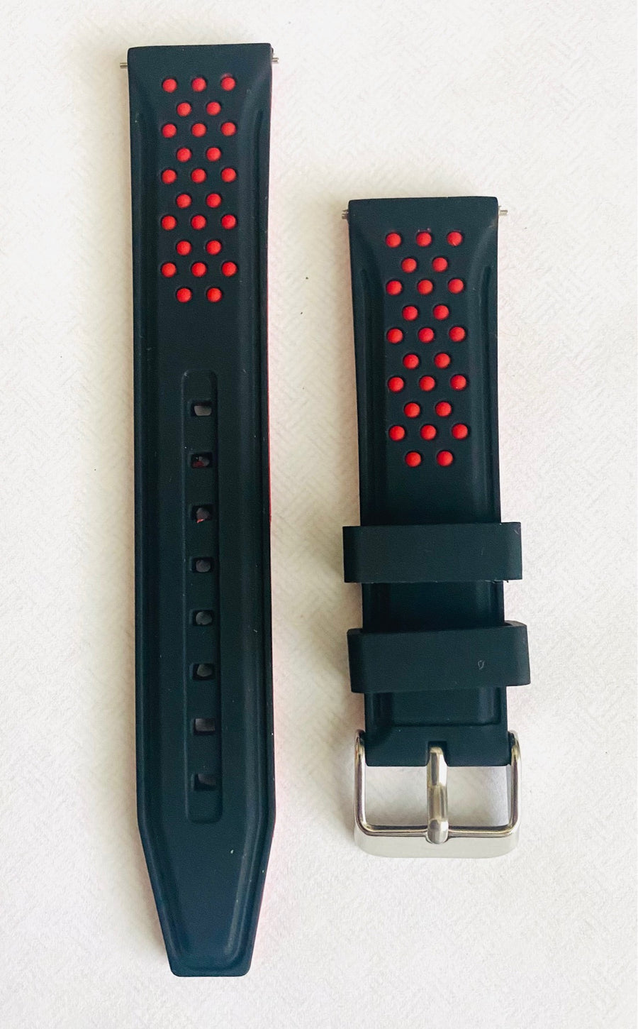 Seiko Diver 20mm Black / Red Rubber Watch Band Strap - WATCHBAND EXPERT