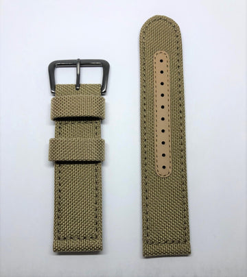Seiko 22mm SNE331 Beige Tan Nylon Strap Band - WATCHBAND EXPERT