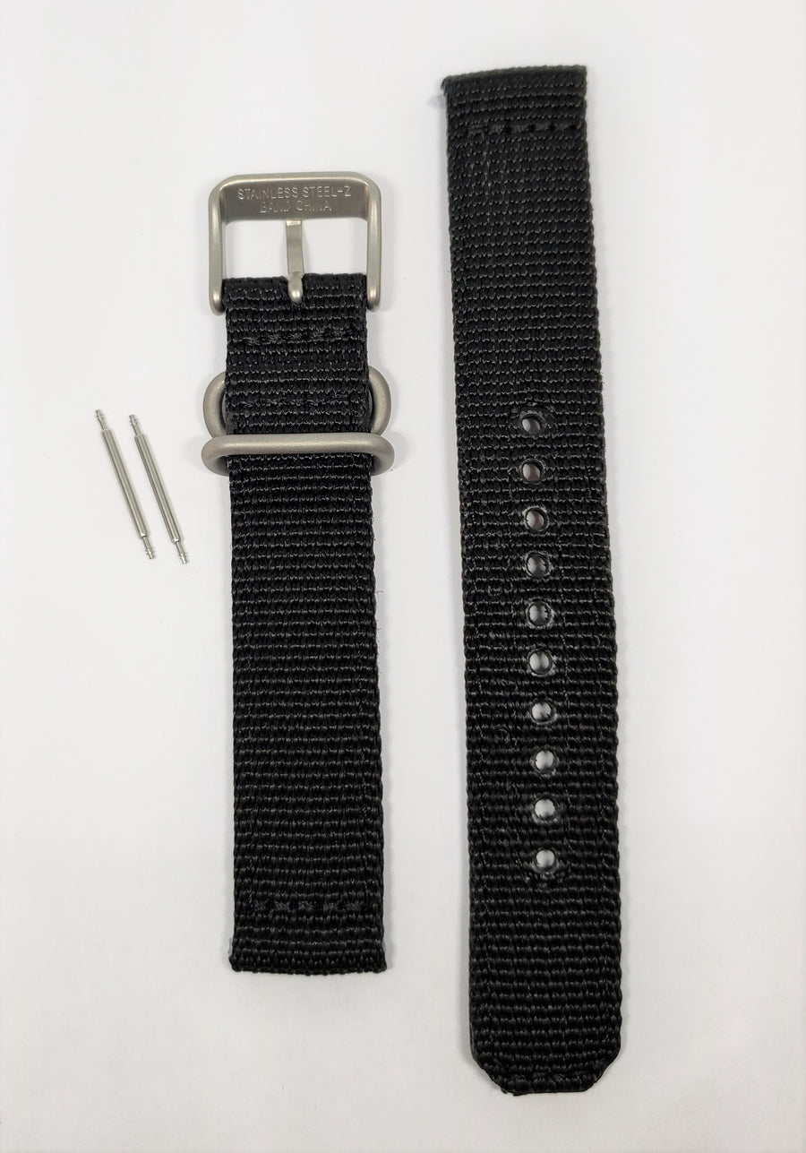 SEIKO 18mm SNK813 Black Nylon Watch Band - WATCHBAND EXPERT