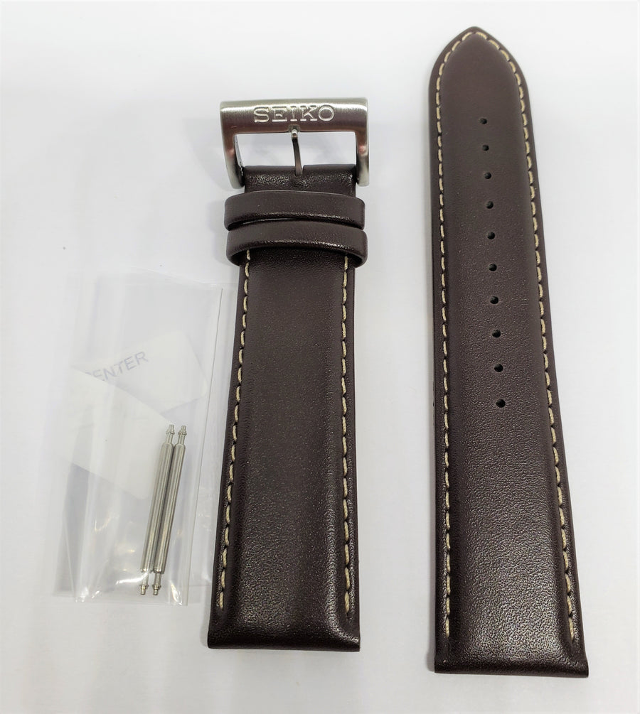 Seiko 22mm SNN241 Brown Leather Watch Band - WATCHBAND EXPERT