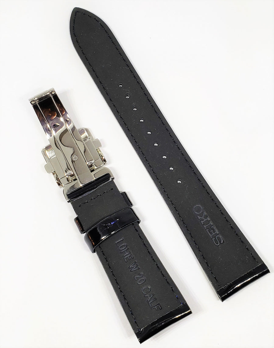 Seiko Presage SRPB43 / SRPB43J Black Leather 20mm Watch Band - WATCHBAND EXPERT