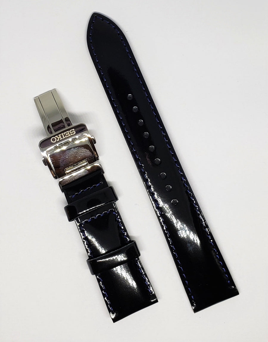 Seiko Presage SRPB43 / SRPB43J Black Leather 20mm Watch Band - WATCHBAND EXPERT