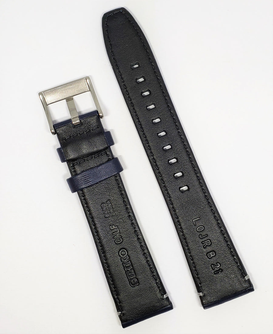 Seiko SSB333 / SSB333P Blue Leather 21mm Watch Band - WATCHBAND EXPERT