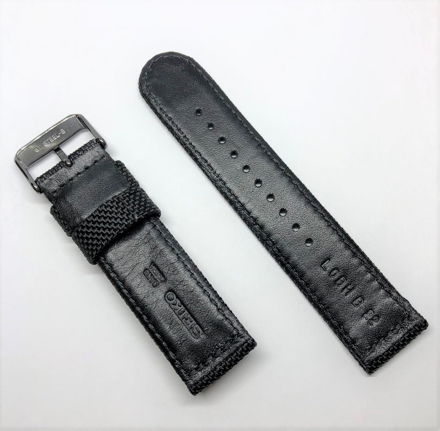Seiko 22mm SSC233 Black Nylon Watch Band Strap - WATCHBAND EXPERT