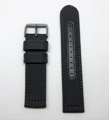 Seiko 22mm SSC233 Black Nylon Watch Band Strap - WATCHBAND EXPERT