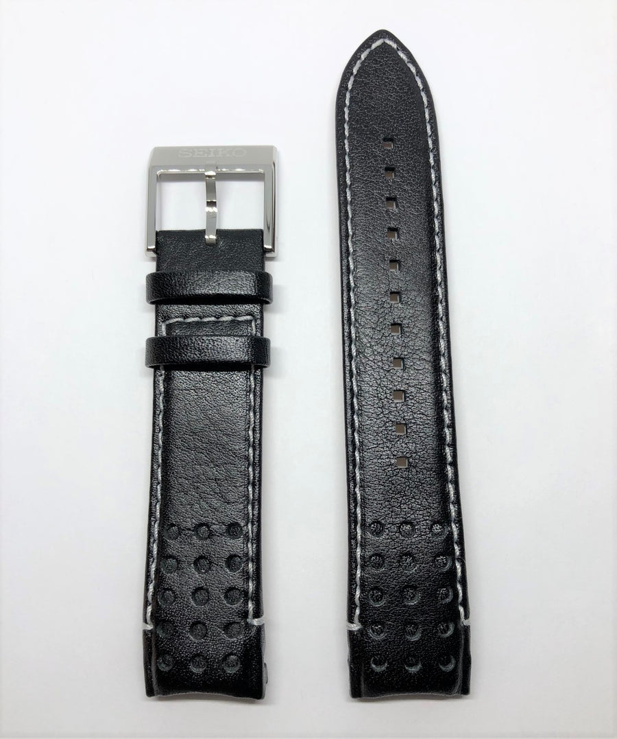 Seiko Sportura 21mm SSC359 Black Leather Strap Band - WATCHBAND EXPERT