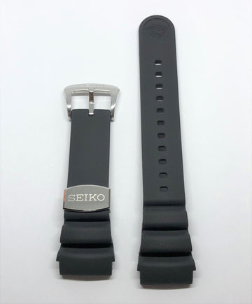 Seiko Diver 24mm SUN065 Black Rubber Strap Band - WATCHBAND EXPERT