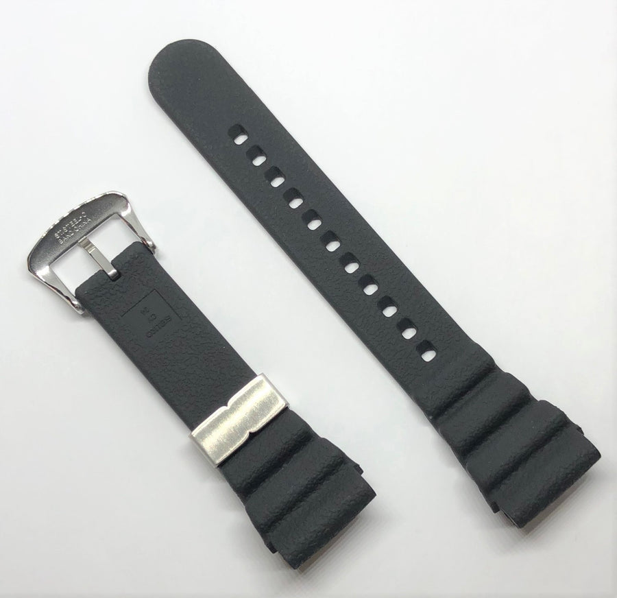 Seiko 24mm SUN065 Black Rubber Band Strap - WATCHBAND EXPERT