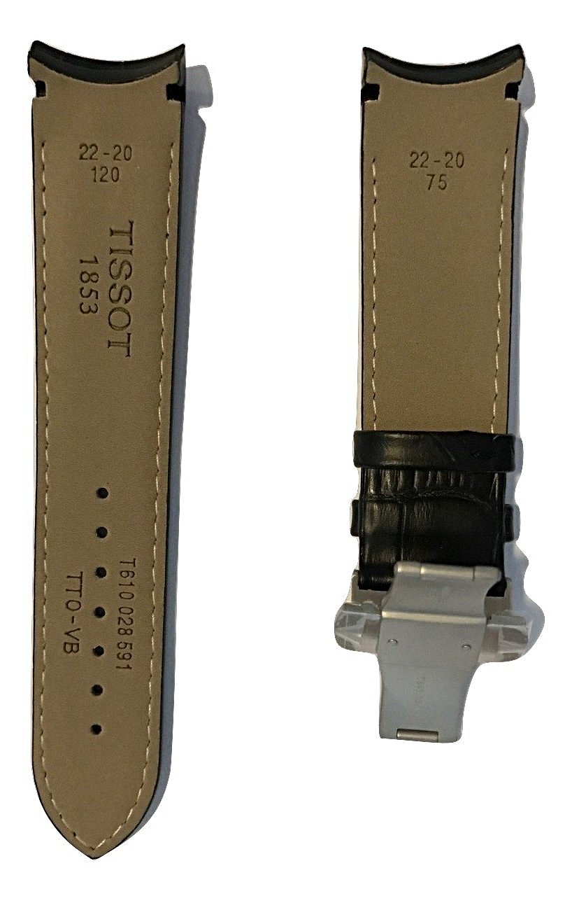 Tissot Couturier 22mm Black Leather Band Strap with Clasp - WATCHBAND EXPERT