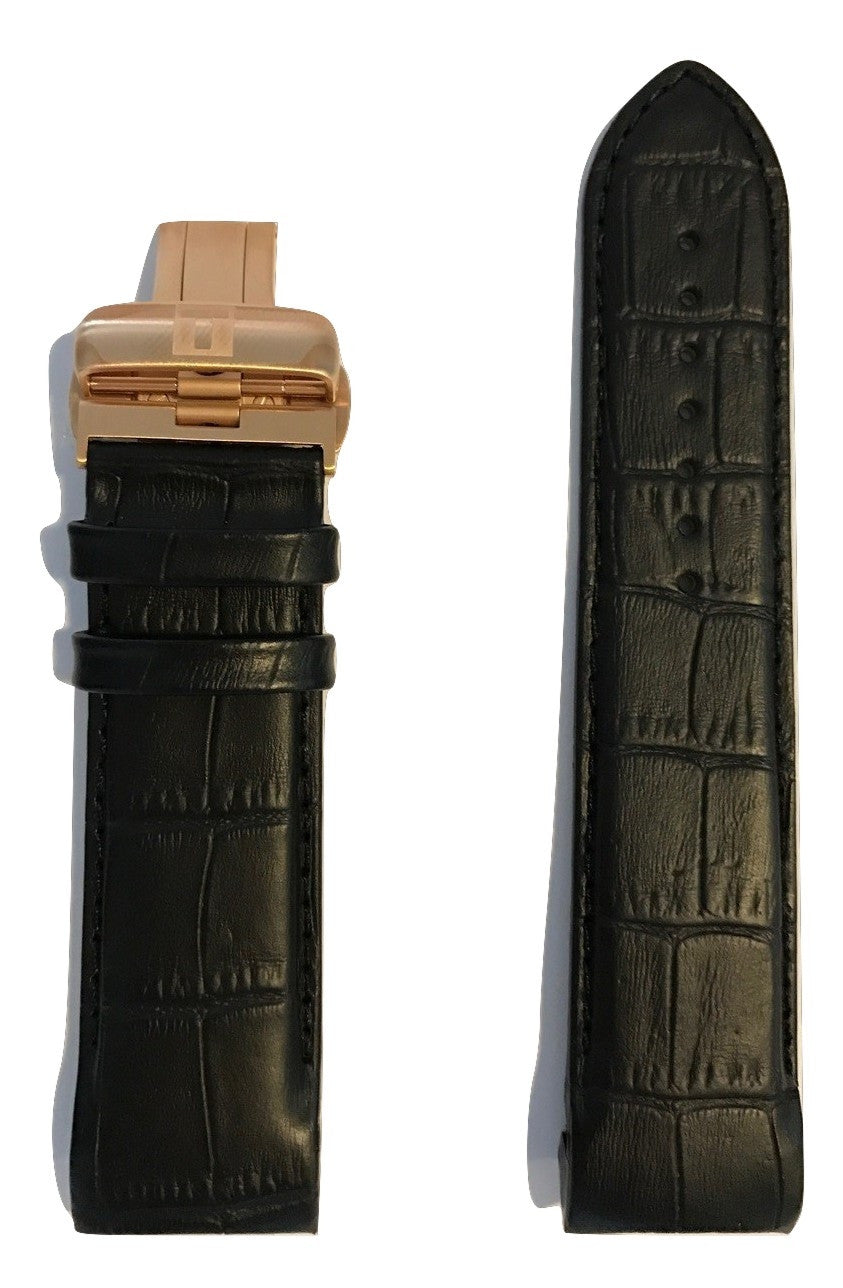 Tissot Couturier 24mm Black Leather Band Strap with Clasp - WATCHBAND EXPERT