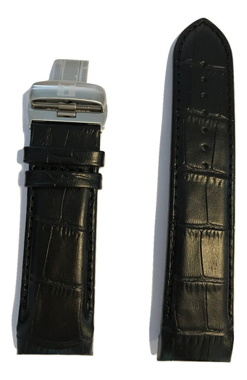 Tissot Couturier Black Leather 24mm Band Strap w/ Buckle for T035614A - WATCHBAND EXPERT