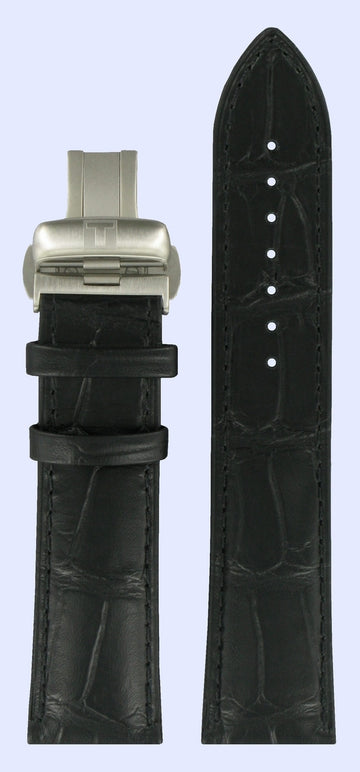Tissot T-Complication Squelette T070405A Black Leather Watch Band - WATCHBAND EXPERT