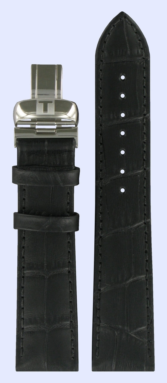 Tissot T063610A 20mm Black Leather Watch Band - WATCHBAND EXPERT