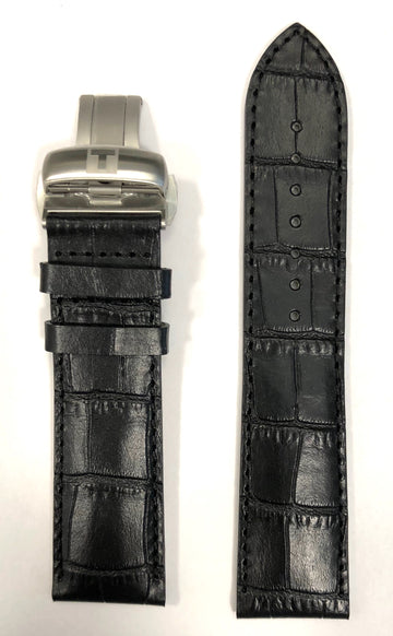 Tissot Powermatic 22mm T086408A, T086407A Black Leather Strap Band - WATCHBAND EXPERT