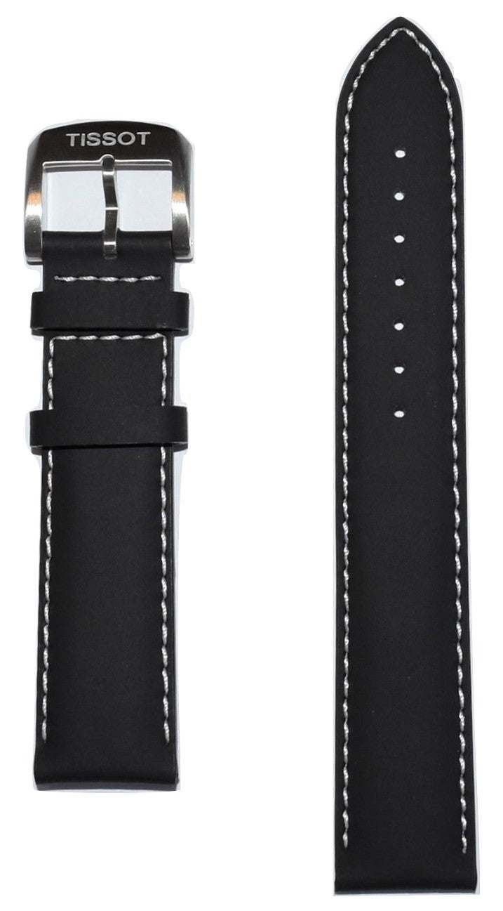 Tissot 19mm Black Croc Embossed Leather Watch Strap