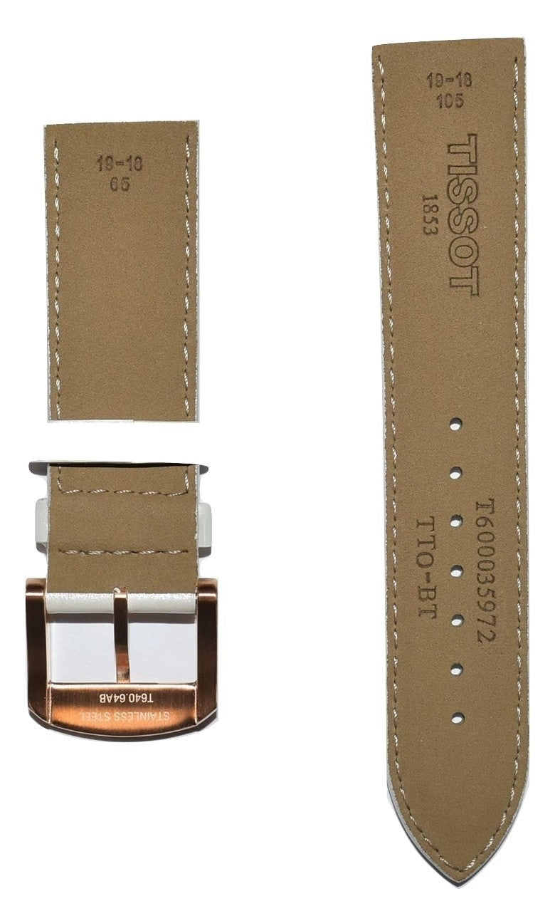 Tissot Quickster 19mm White Glossy Leather Watch Band Replacement Strap - WATCHBAND EXPERT
