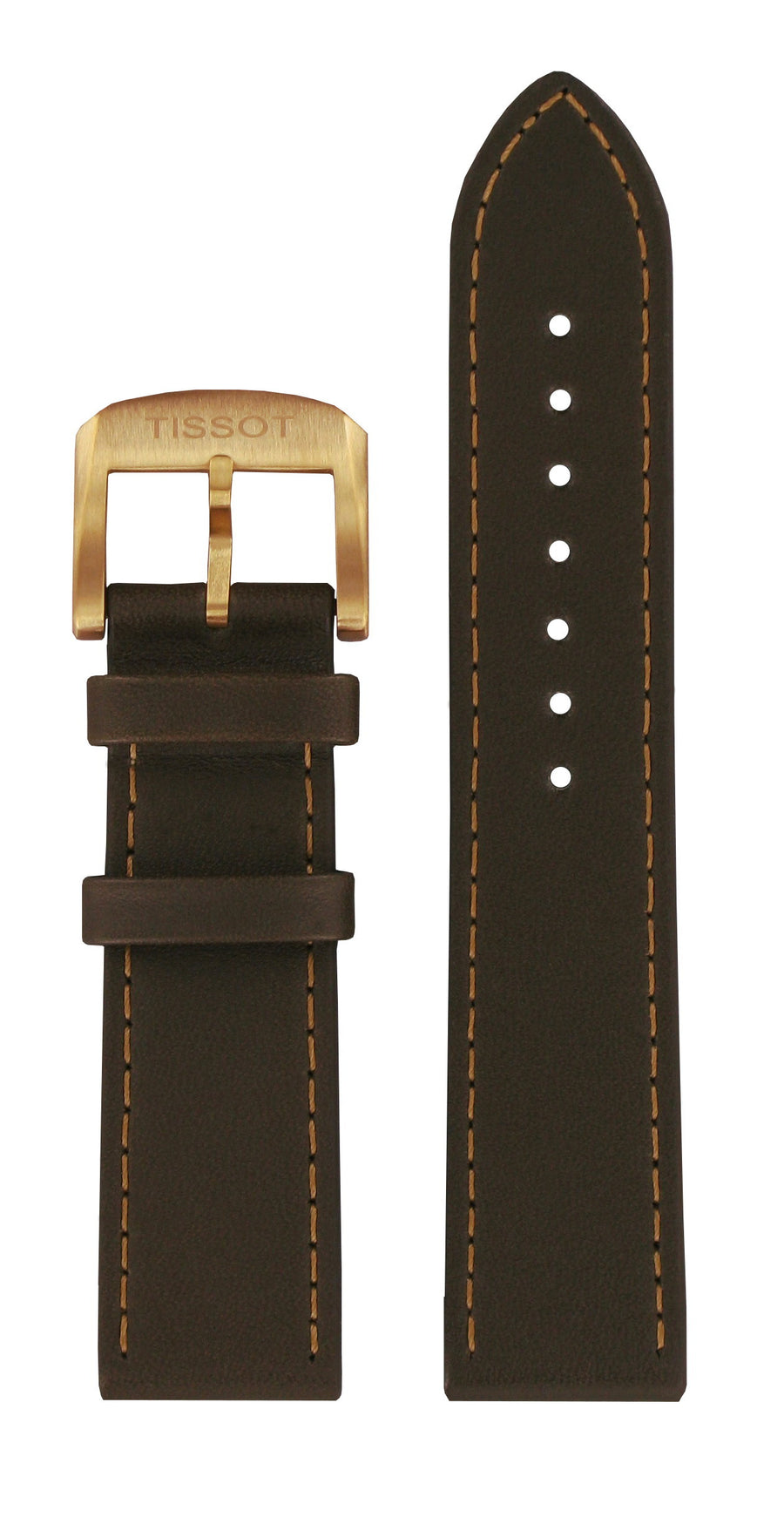 Tissot 19mm (Longer Size) Brown Leather Strap Watch Band - WATCHBAND EXPERT