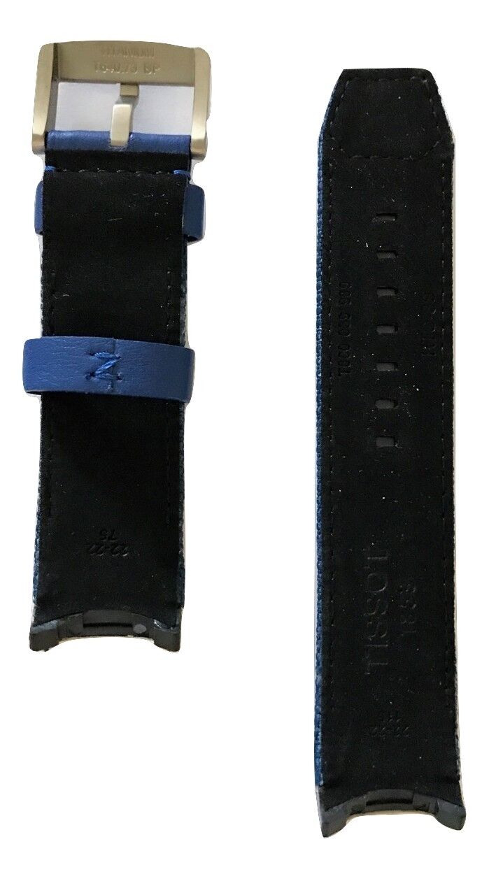 Tissot T-Touch Expert SOLAR Blue Textile with White Leather Band Strap - WATCHBAND EXPERT