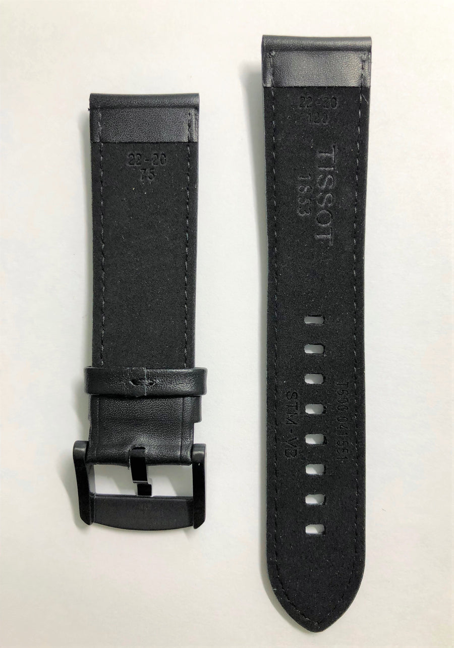 Tissot Chrono T116617 A Black / Red Leather 22mm Watch Band - WATCHBAND EXPERT