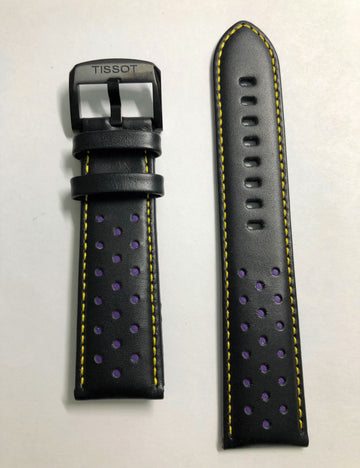 Tissot Chrono T116617 A Black / Purple Leather 22mm Watch Band - WATCHBAND EXPERT