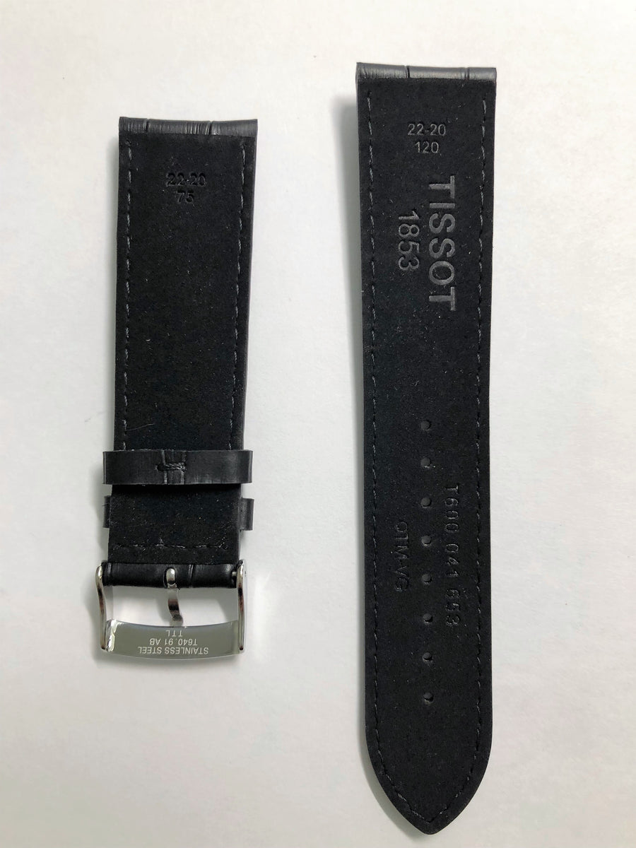 Tissot Chrono T116617 A Black Leather 22mm Watch Band - WATCHBAND EXPERT