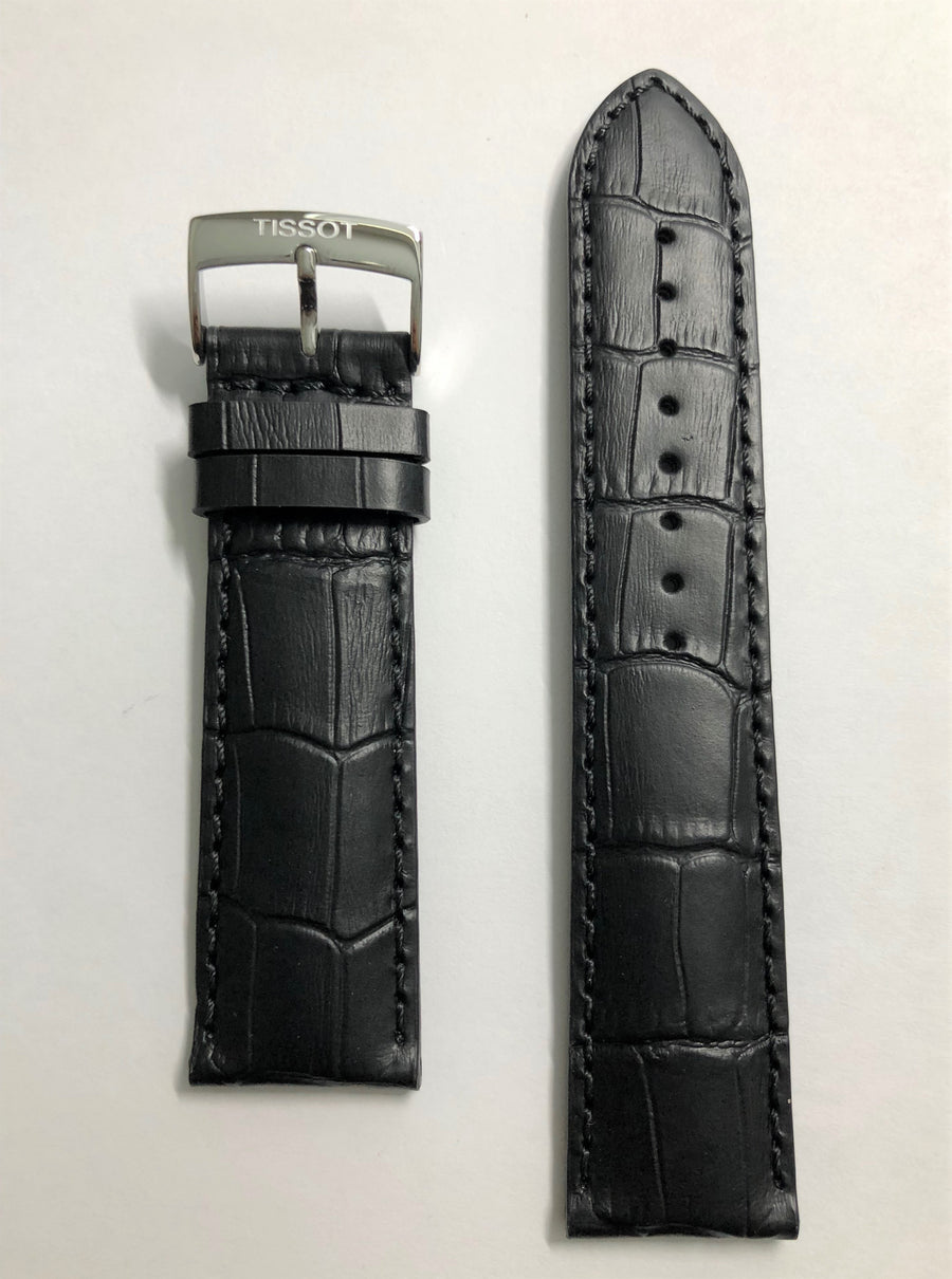 Tissot Chrono T116617 A Black Leather 22mm Watch Band - WATCHBAND EXPERT