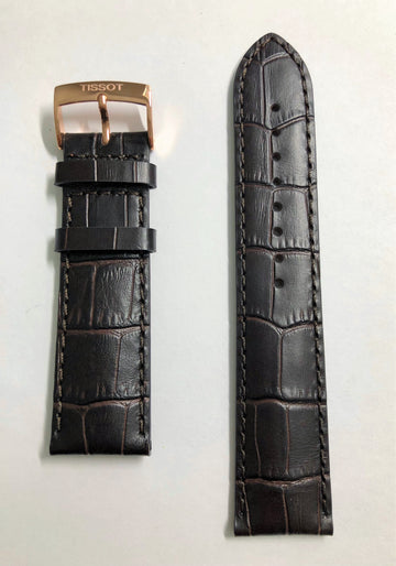 Tissot Chrono T116617 A Brown Leather 22mm Watch Band - WATCHBAND EXPERT