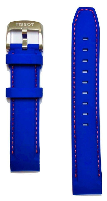 Tissot Quickster 19mm Blue Rubber Watch Band Replacement Strap - WATCHBAND EXPERT