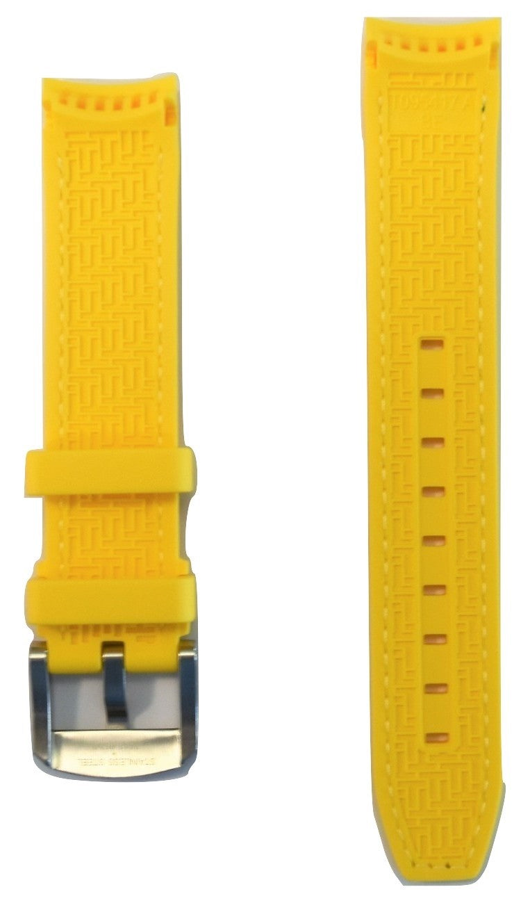 Tissot Quickster 19mm Yellow Rubber Watch Band Replacement Strap - WATCHBAND EXPERT