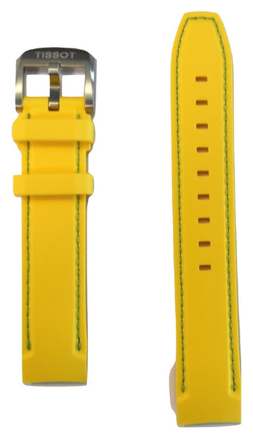 Tissot Quickster 19mm Yellow Rubber Watch Band Replacement Strap - WATCHBAND EXPERT